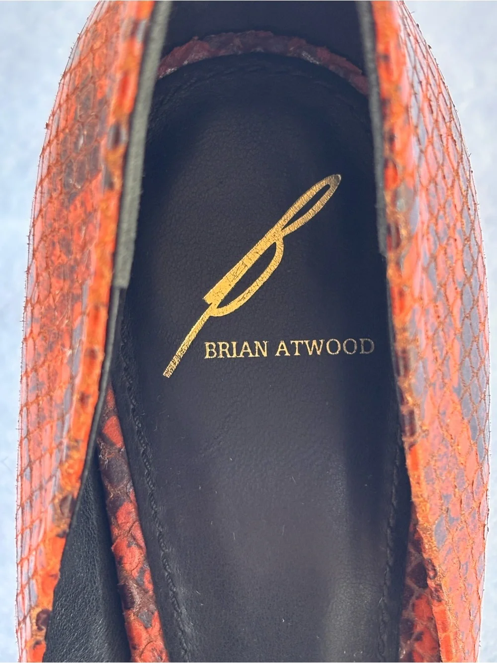 Brian Atwood Snakeskin Platform Stelitto Hells Size 9.5 Y2K Retro Glam
